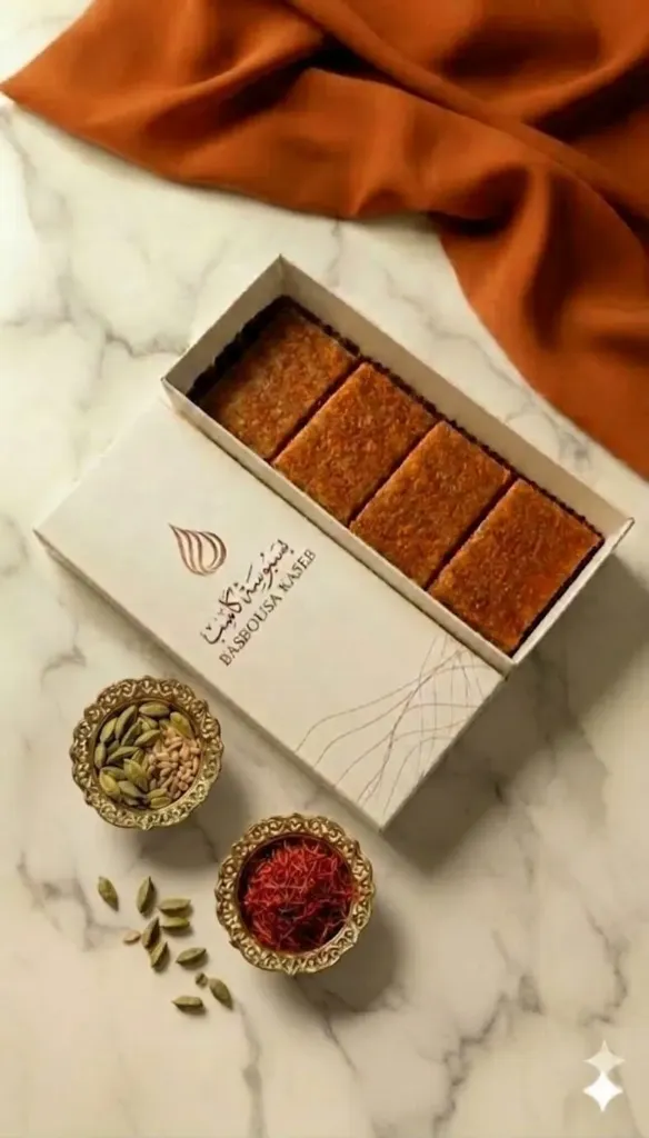 Basbousa Caramel Cardamon & Zaafran 4 pieces