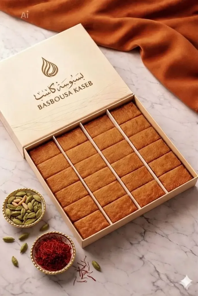  بسبوسة شرقيه بجوز الهند والمكسرات والهيل والزعفران  24 قطعه 